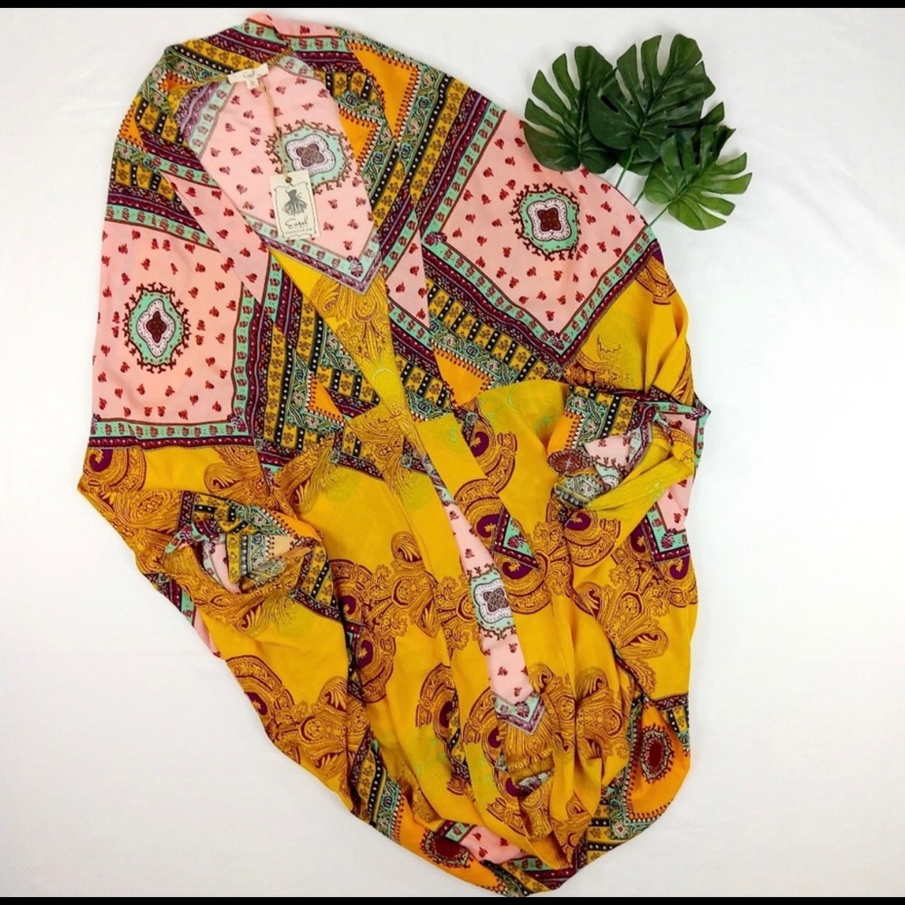 NWT Easel multicolored cocoon kimono